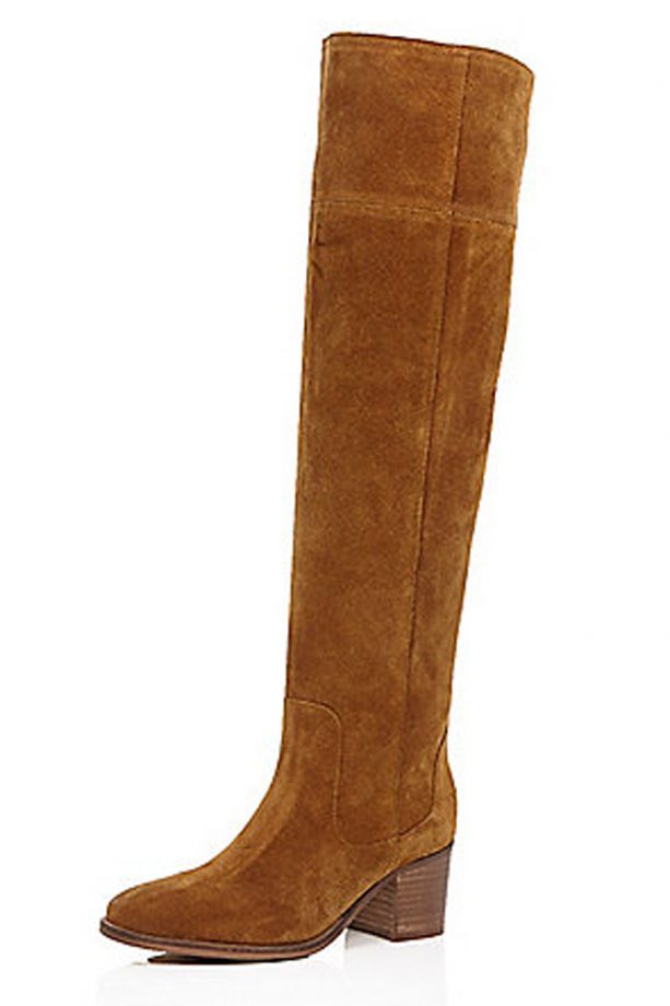 River Island Tan Suede Over The Knee Boots, £110