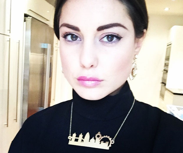 Louise Thompson in statement London necklace by Mona Mara