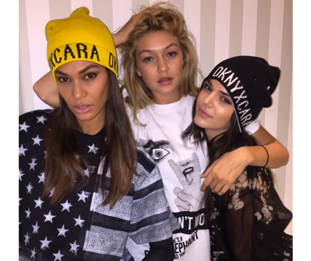 Kendall Jenner, Gigi Hadid and Joan Smalls model Cara Delevingne's new DKNY line