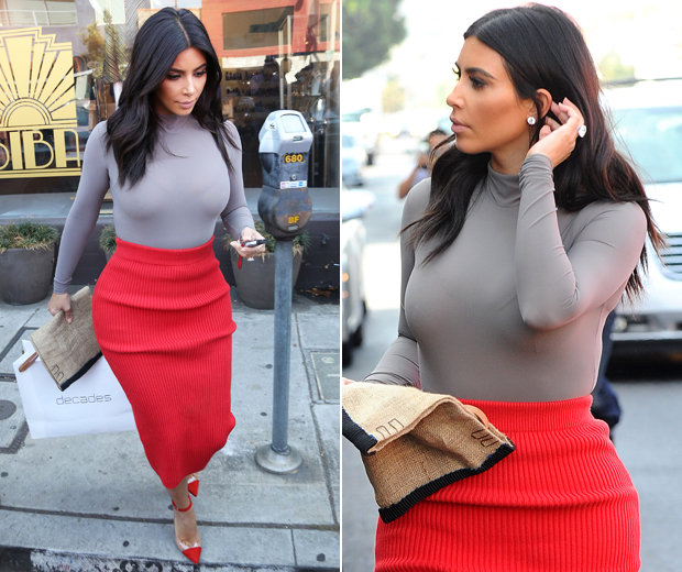 Kim Kardashian's red knitted skirt: Get the look at Boohoo