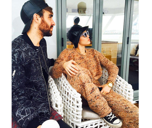 Miley Cyrus works a knitted wooly jumpsuit on holiday in New Zealand
