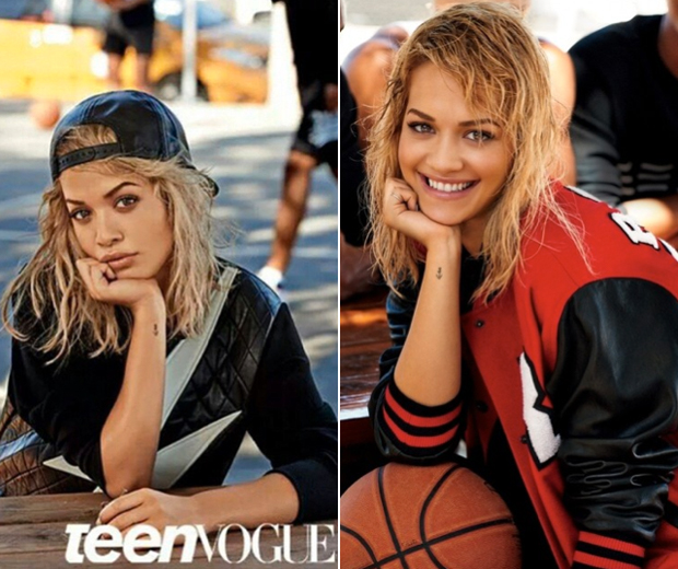 Rita swaps her red lipstick for a more natural, wet hair look on the cover of Teen Vogue