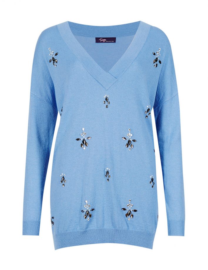 M&S Slouch Embellished Jumper With Wool, £45