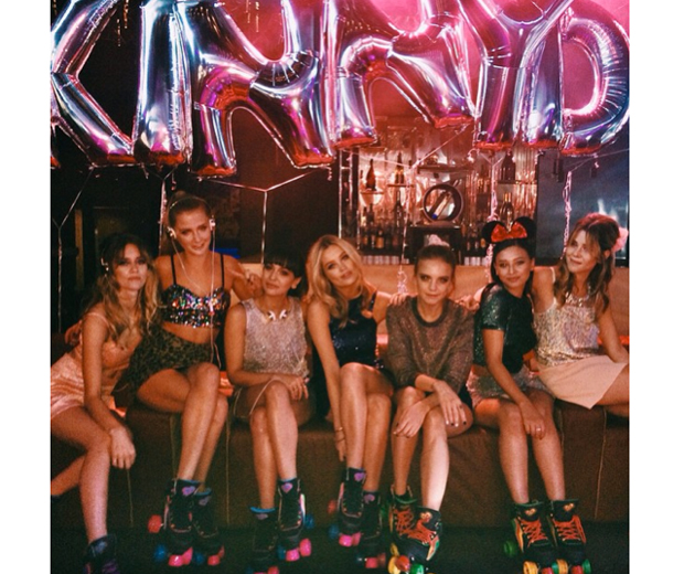 Millie and co party at the roller disco for Zara Martin's new Skinnydip London headphones campaign