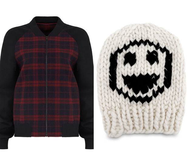 We love Jigsaw's bomber jacket and Wool and the Gang's emoji beanie for Wool Week