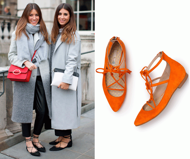 Bloggers We Are Twinset wearing the latest high street 'It' flat and Boden's 'Lille' version
