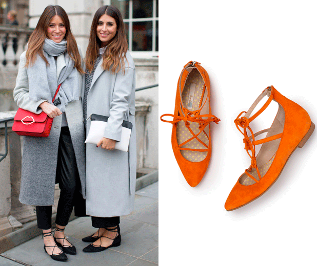Bloggers We Are Twinset wearing the latest high street 'It' flat and Boden's 'Lille' version