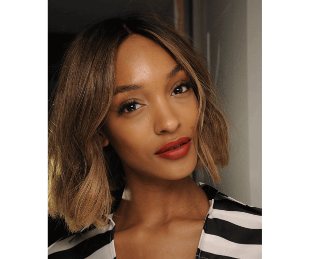 Bright lips on Jourdan Dunn and Burberry SS15