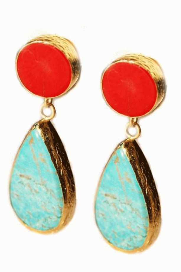 Turquoise And Coral Earrings, £55