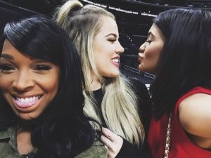 Malika Haqq, Khloe Kardashian and Kylie Jenner at Kanye West's birthday party