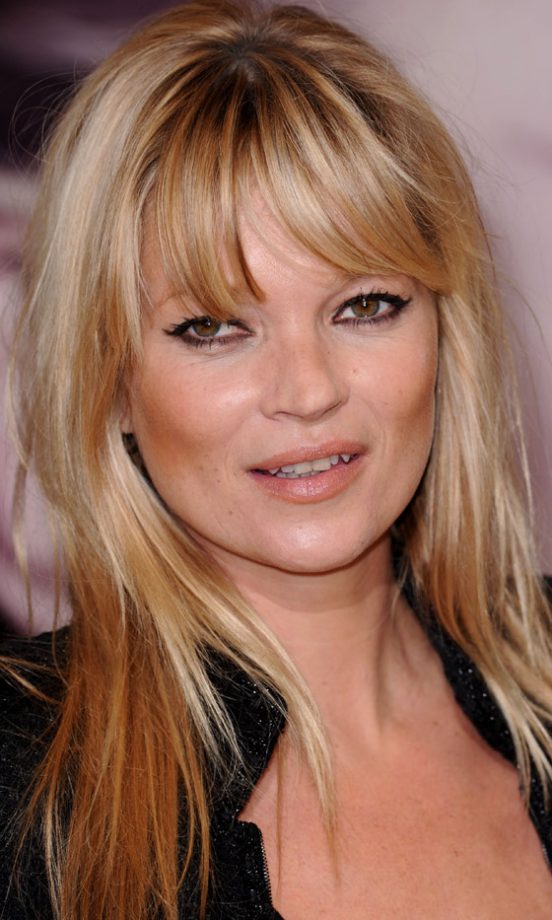 Long Haircut: Kate Moss's Choppy Fringe Gives A Grunge Twist To Long Hair, 2010