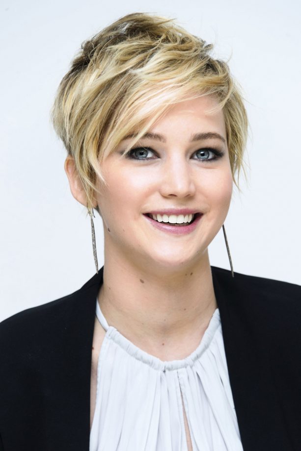Jennifer Lawrence Flattens Her Pixie Crop For A Variation On Her Short Hairstyle, 2013