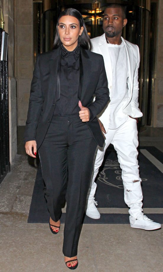 Kim Kardashian And Boyfriend Kanye West Go Matchy-Matchy In Givenchy Suits At Paris Fashion Week, 2013