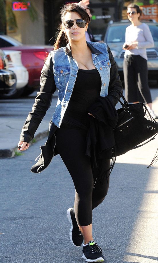 Kim Kardashian Does Dressed Down Biker Leaving The Gym In LA, 2013
