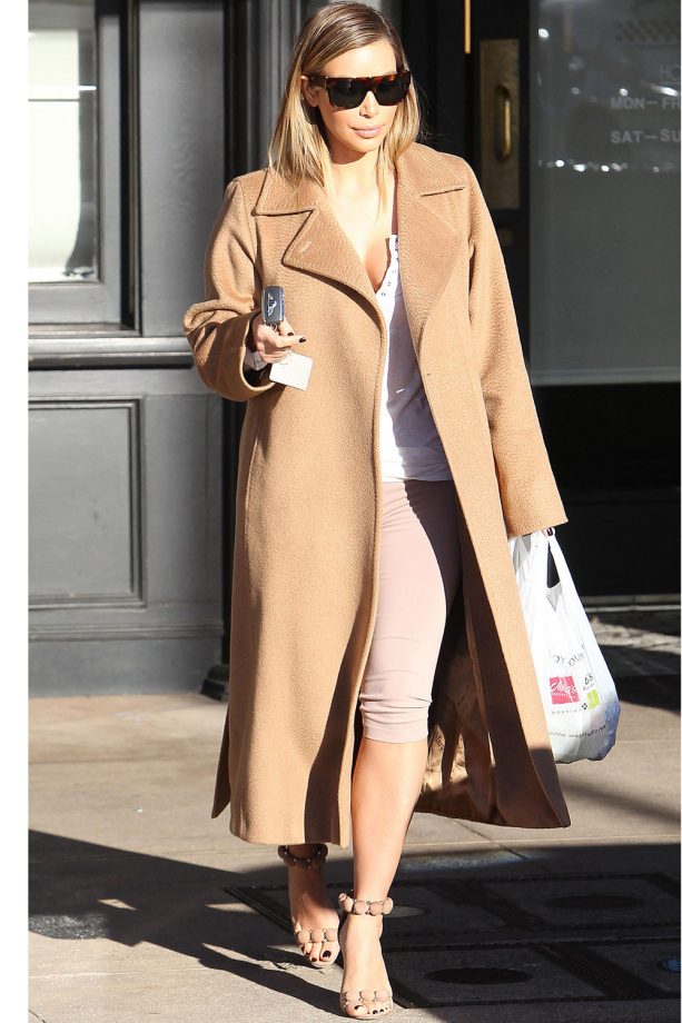 Kim Kardashian Dons A Long Coat To Go Shopping In Los Angeles