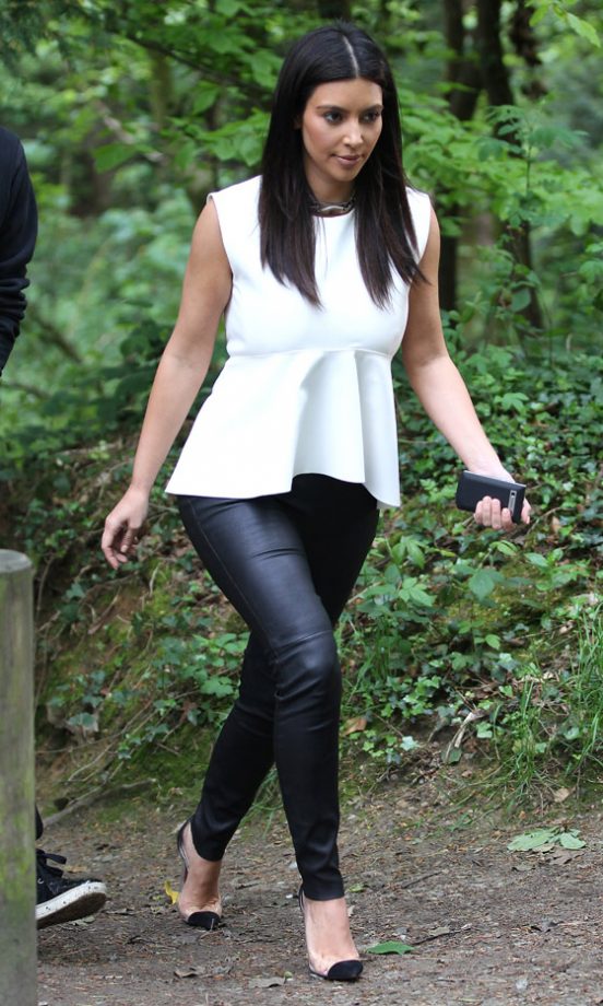 Kim Kardashian Walking In Heels Through Hampstead Heath In London, 2012