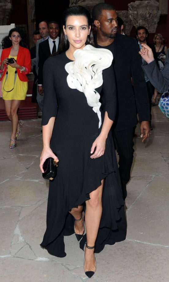 Kim Kardashian And Kanye West At The Stephane Rolland SS13 Show At Paris Fashion Week, 2012