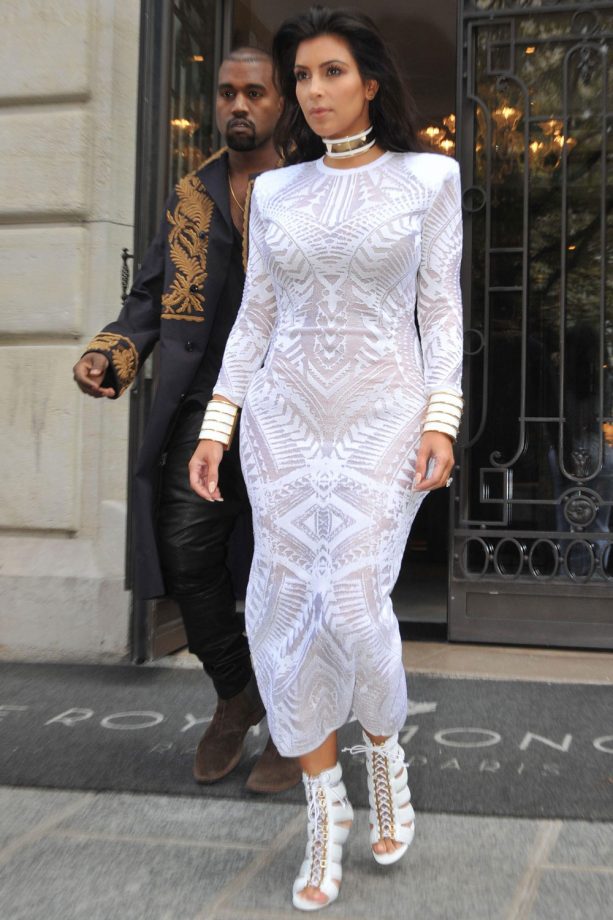 Kim Kardashian Makes A Statement In Balmain At Paris Fashion Week, 2014