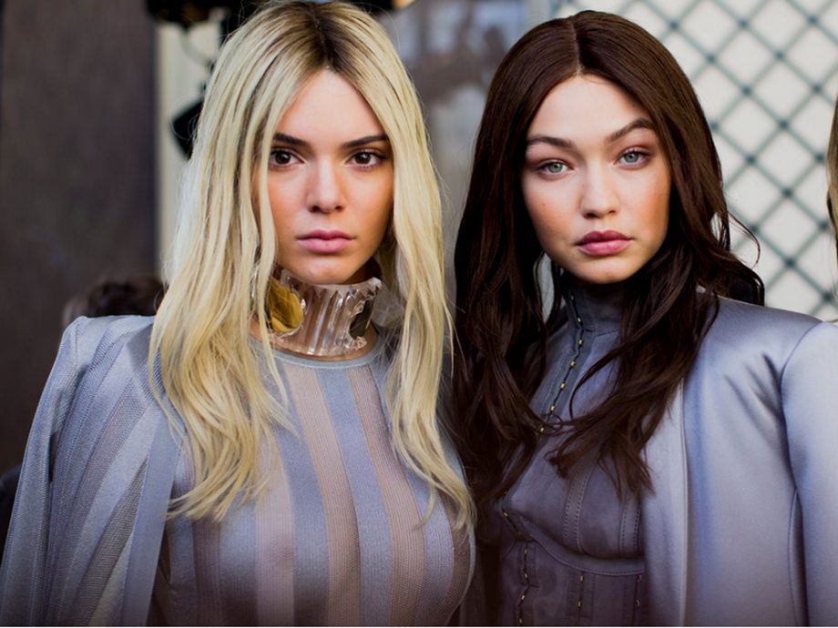 Kendall and Gigi swapped hair colours for Balmain's AW16 show