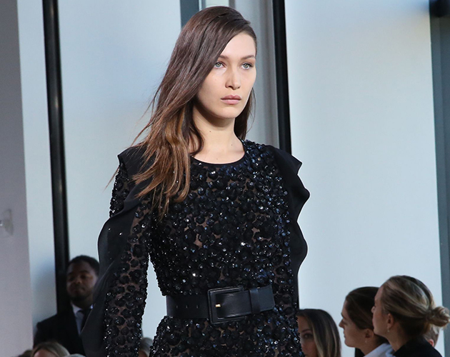 Bella Hadid falling over on the catwalk