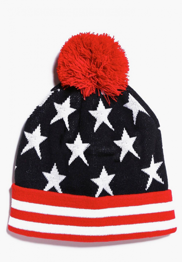 Star and Stripes Beanie, £8, Boohoo