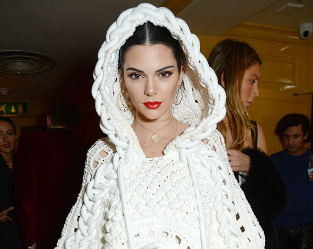 Kendall Jenner Rocks Massive Crochet Cardigan And Gold Teeth (?!) At LFW Bash