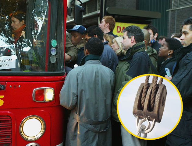 language of the sea: people getting onto a bus