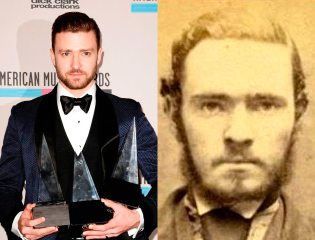Celebrity look-alike: Image of Justin Timberlake and unknown 19th Century criminal