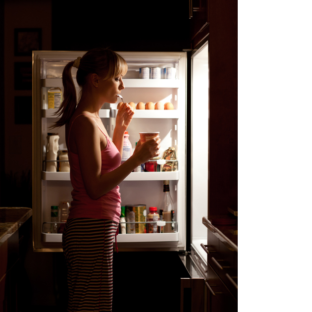 Don't eat or drink just before going to sleep.