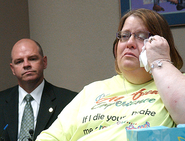 alicia debolt's grieving mother in court. (Photo: PA Photos)