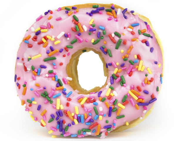 image of pink iced doughnut