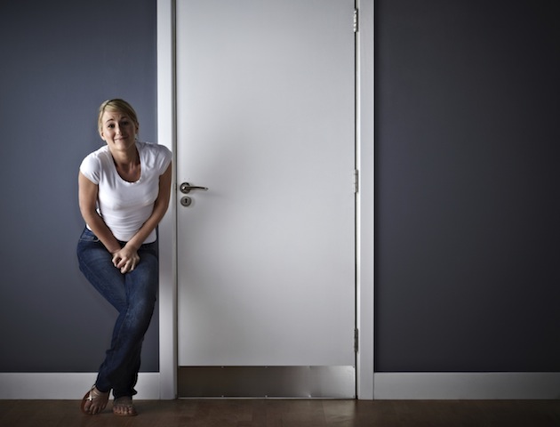 Exams: woman needing toilet