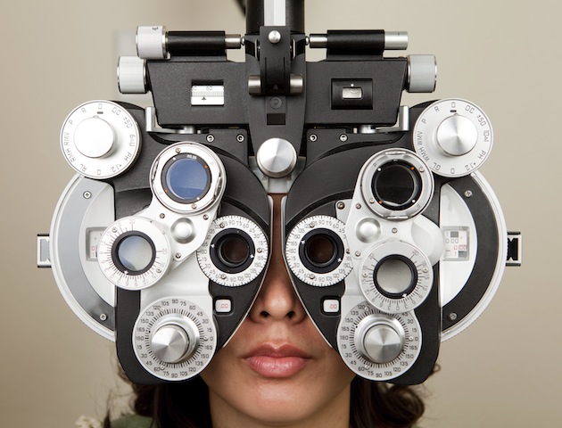 Having eyes tested at opticians