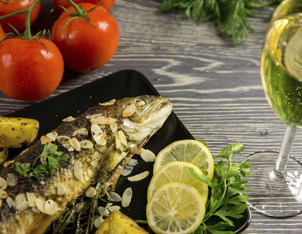 Fried trout with almonds
