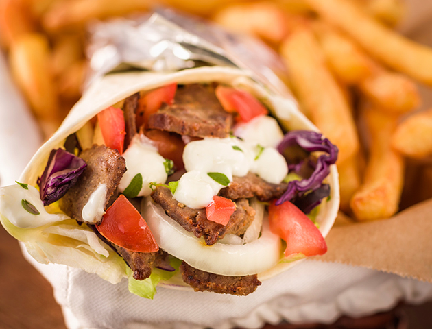 takeaway kebab and chips