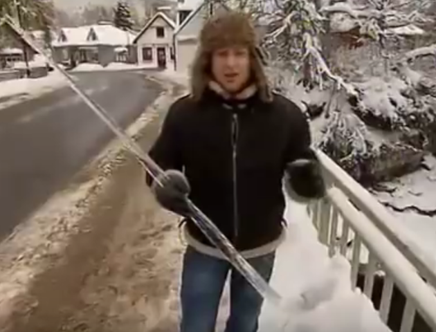 Tomasz Schafernaker and a giant icicle