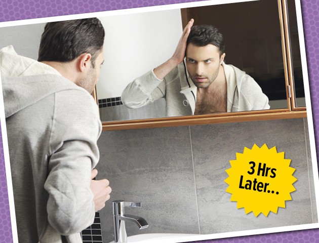 Man spending extra long time in the bathroom mirror