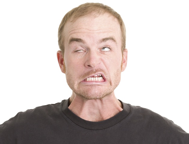 Orgasms: man pulling face