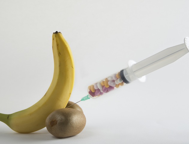 Orgasms: suggestive fruit and a syringe