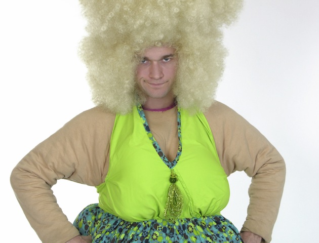 Man boobs: man dress as woman