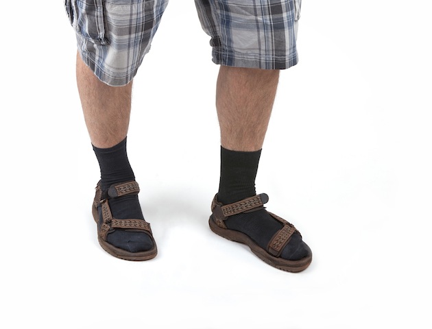 Sun: man in shorts, socks and sandals