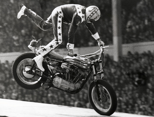 image of evel knievel mid jump