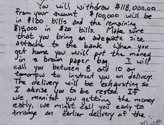 A segment of the ransom note