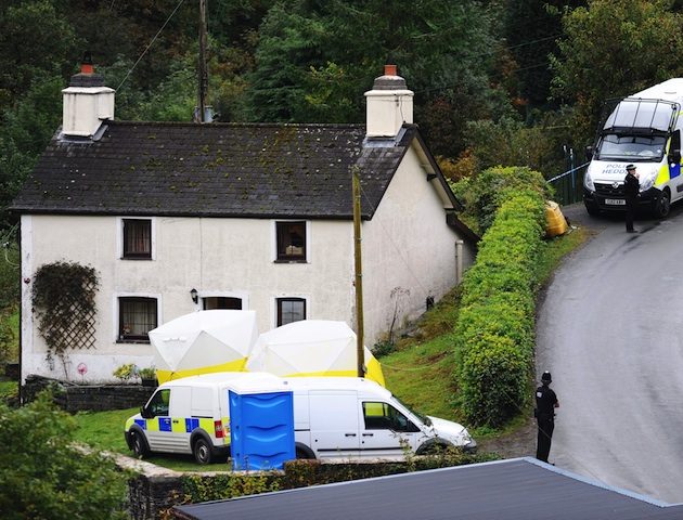 Mandatory Credit: Photo by REX/Shutterstock (1905387m) Police at Mark Bridger's house in the village of Ceinws, near Machynlleth April Jones abduction, Machynlleth, Wales, Britain - 08 Oct 2012