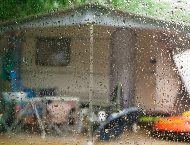 image of caravan in the rain