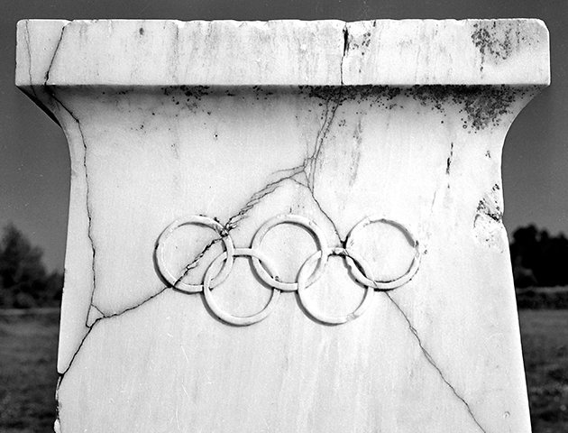 Mandatory Credit: Photo by Roger-Viollet/REX/Shutterstock (459352aa) The marble altar from where the flame for the Olympic torch is taken for each games, Olympia, Greece - Feb 1960 THE OLYMPIC GAMES