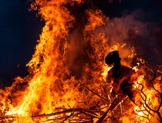Witch Burning. Burning a witch effigy is a Danish midsummer traditionWitch Burning. Burning a witch effigy is a Danish midsummer tradition