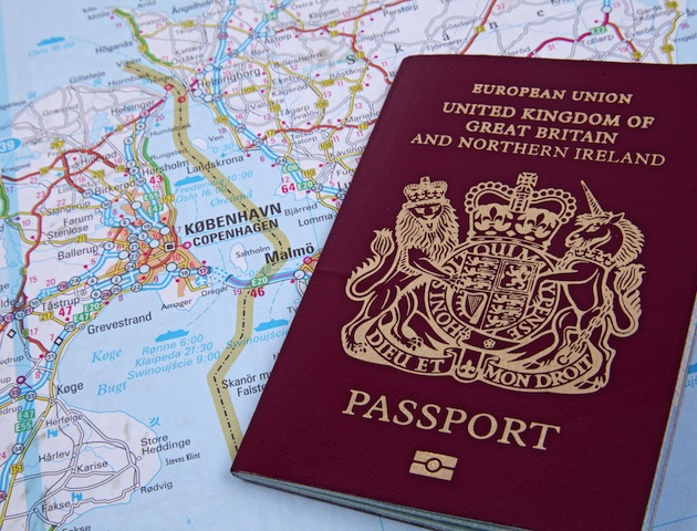 Passport on map