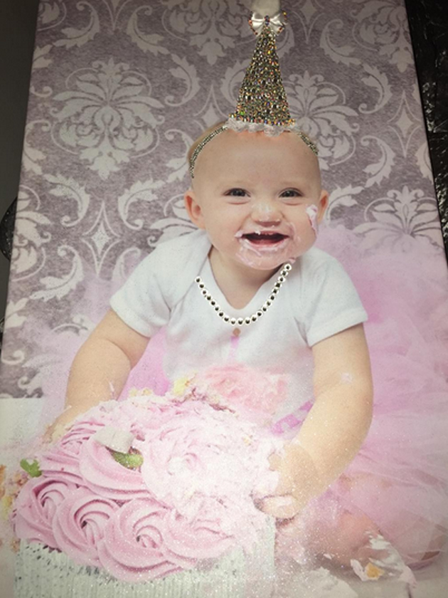 Katie Price's daughter Bunny enjoys a cake