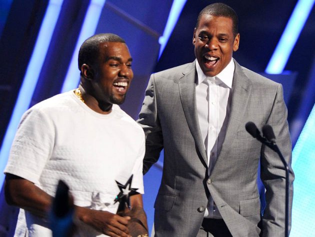 Mandatory Credit: Photo by PictureGroup/REX/Shutterstock (1787839ad) Recording artists Kanye West (L) and Jay-Z accept the award for Video of the Year for "The Throne" onstage. BET Awards show, Los Angeles, America - 01 Jul 2012